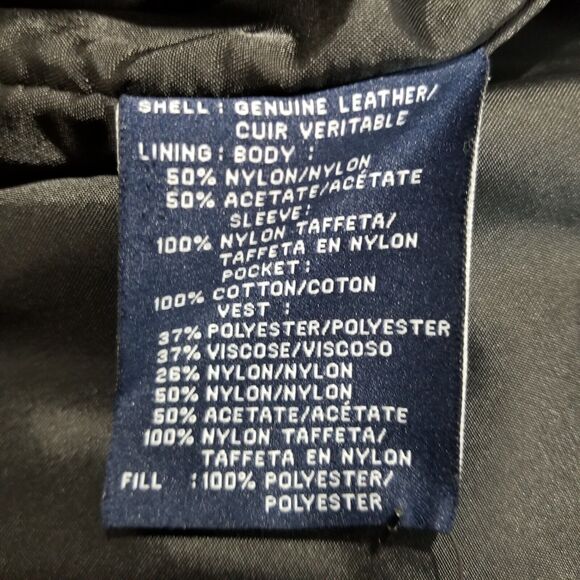 Vintage Tommy Hilfiger Leather Jacket Mens Medium Black Mid Pea Coat Dress - Picture 8 of 12